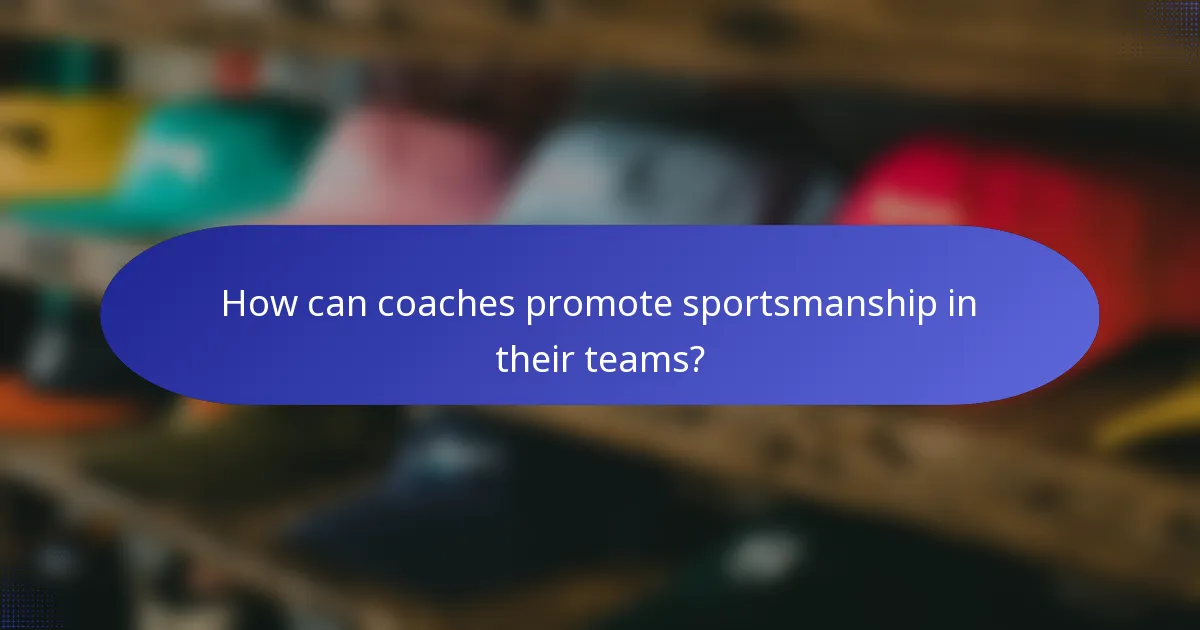How can coaches promote sportsmanship in their teams?