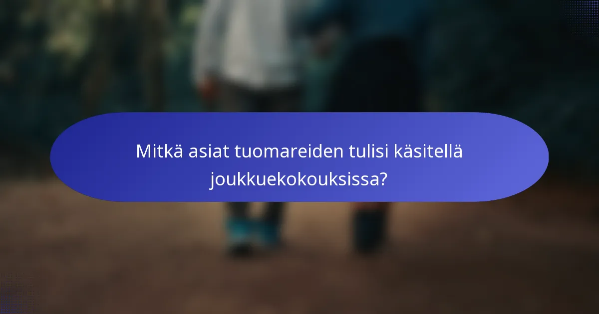 Mitkä asiat tuomareiden tulisi käsitellä joukkuekokouksissa?