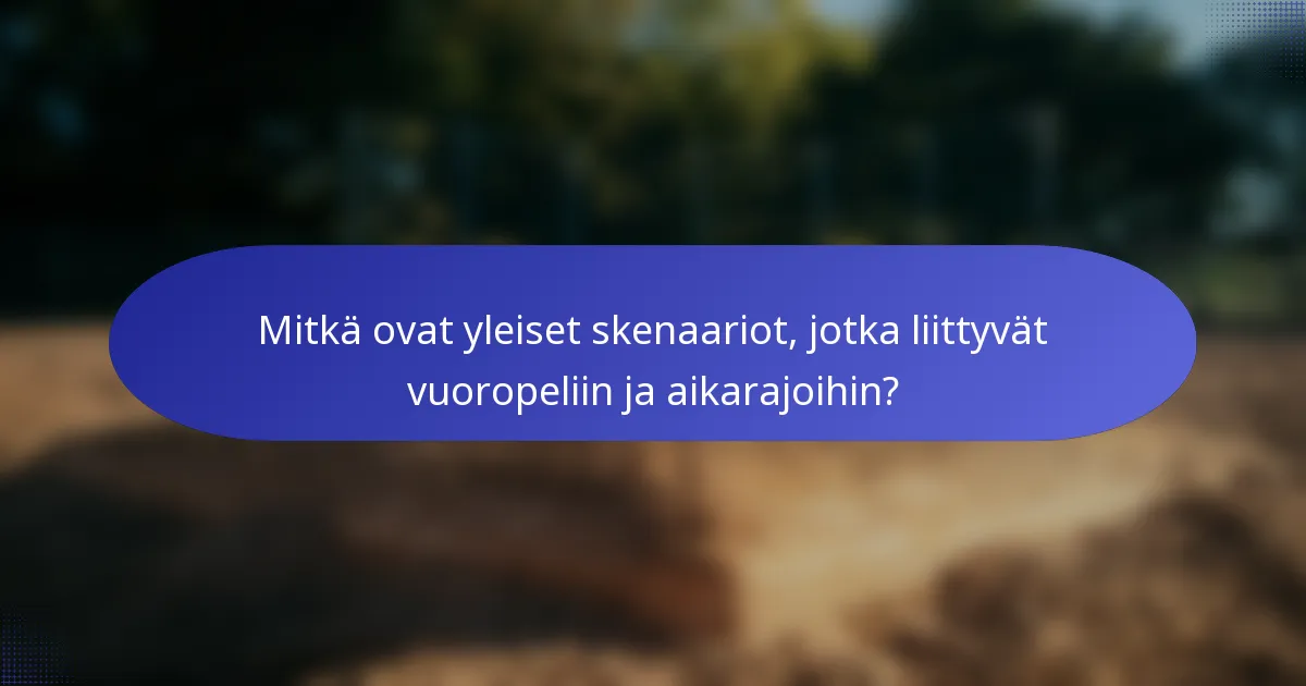 Mitkä ovat yleiset skenaariot, jotka liittyvät vuoropeliin ja aikarajoihin?